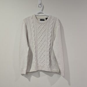 Chaps Off-White Cable Knit Crewneck Fisherman Core Retro Sweater